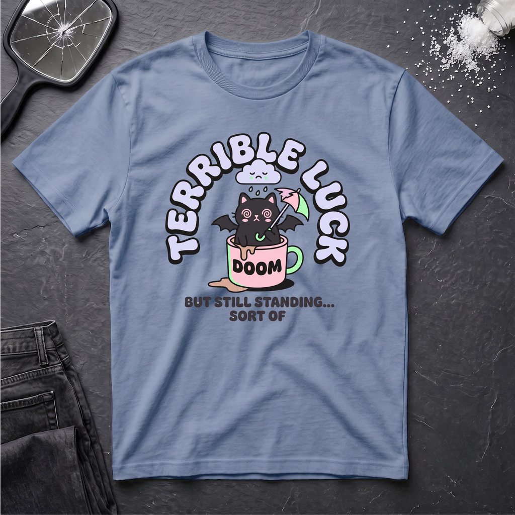 Terrible Luck But Still Standing Cartoon T-Shirt