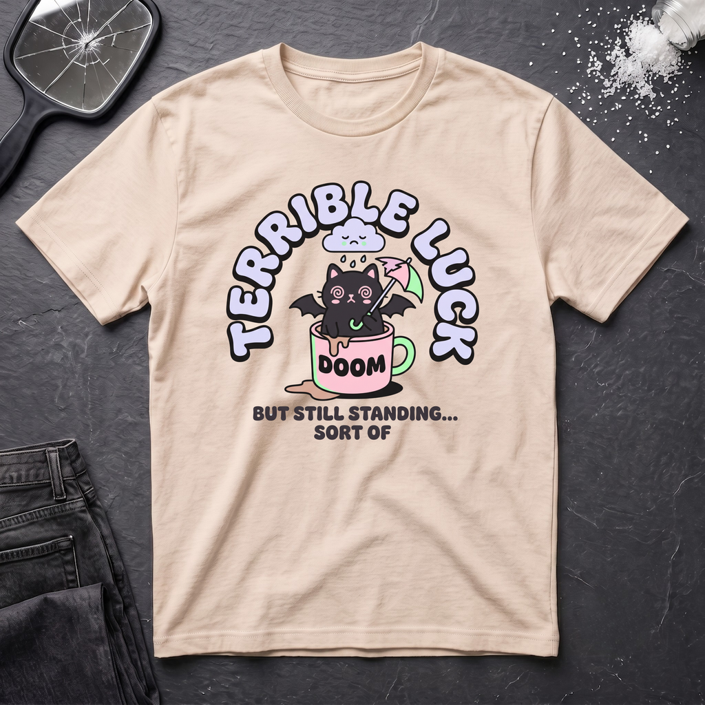 Terrible Luck But Still Standing Cartoon T-Shirt