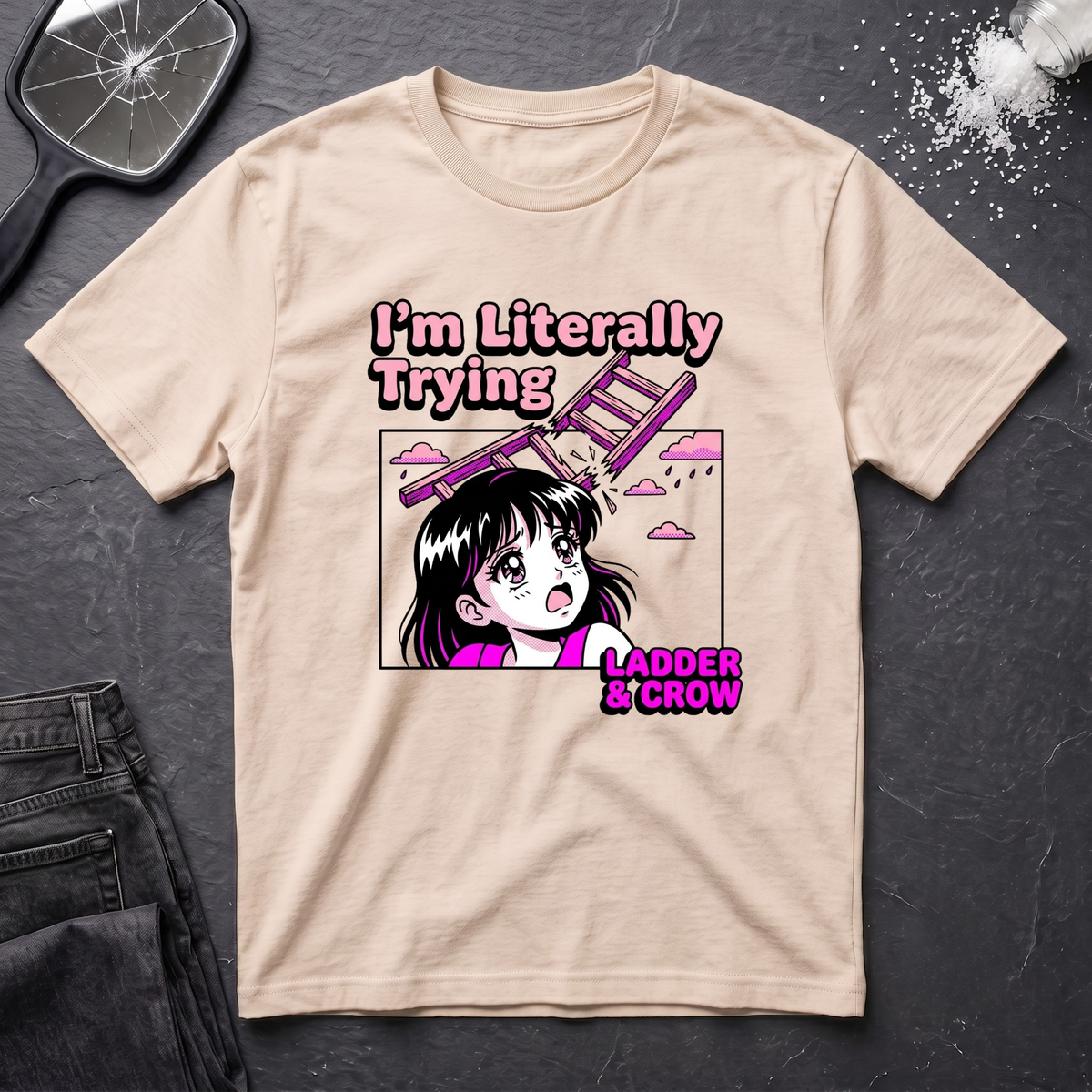 I'm Literally Trying Anime Girl T-Shirt
