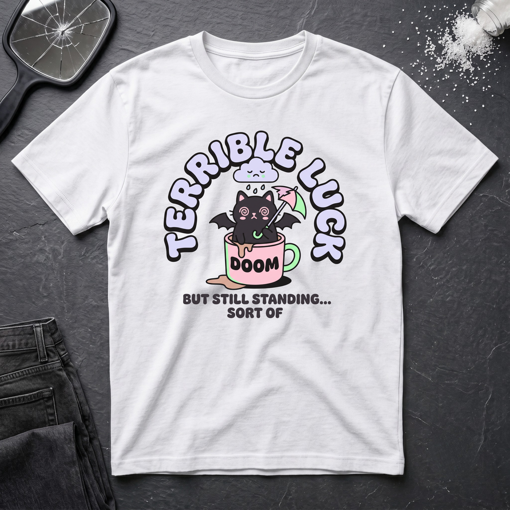 Terrible Luck But Still Standing Cartoon T-Shirt