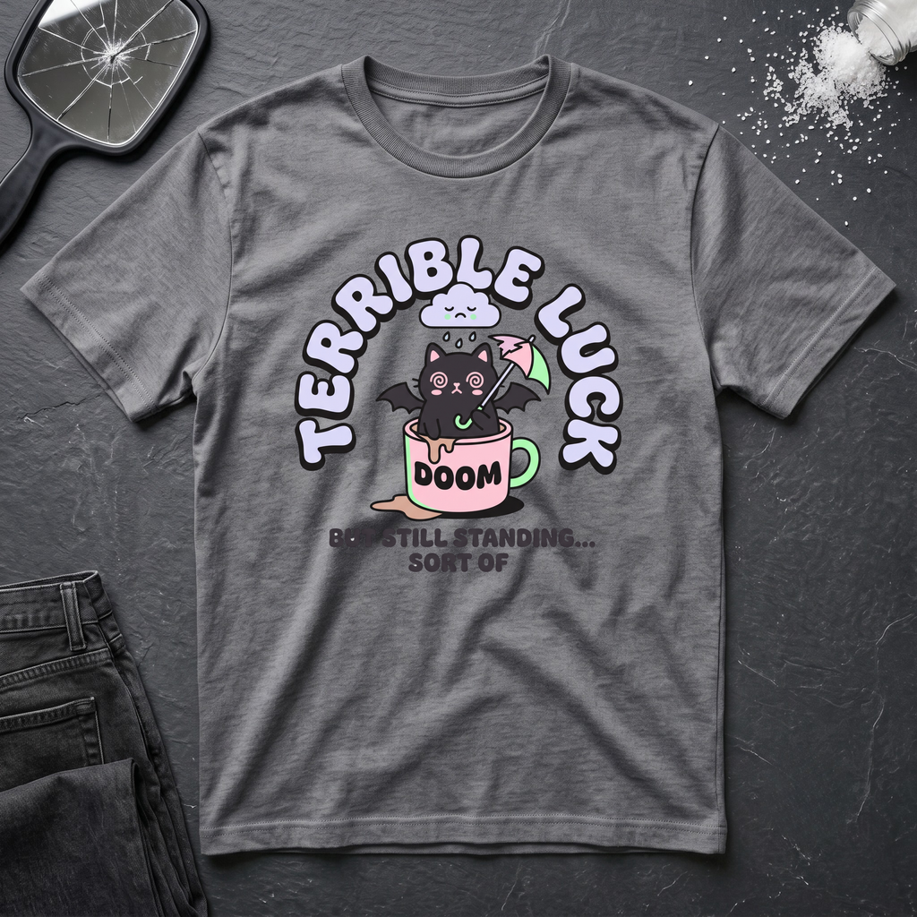 Terrible Luck But Still Standing Cartoon T-Shirt