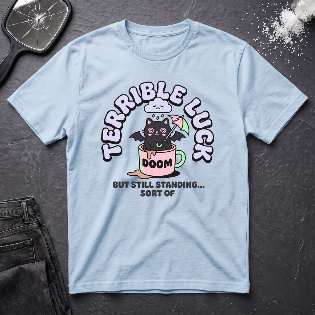 Terrible Luck But Still Standing Cartoon T-Shirt