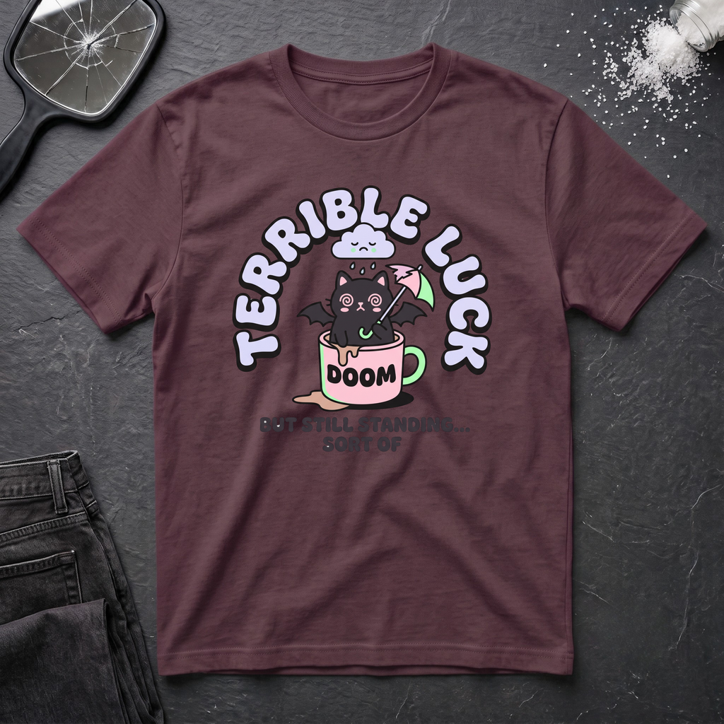 Terrible Luck But Still Standing Cartoon T-Shirt